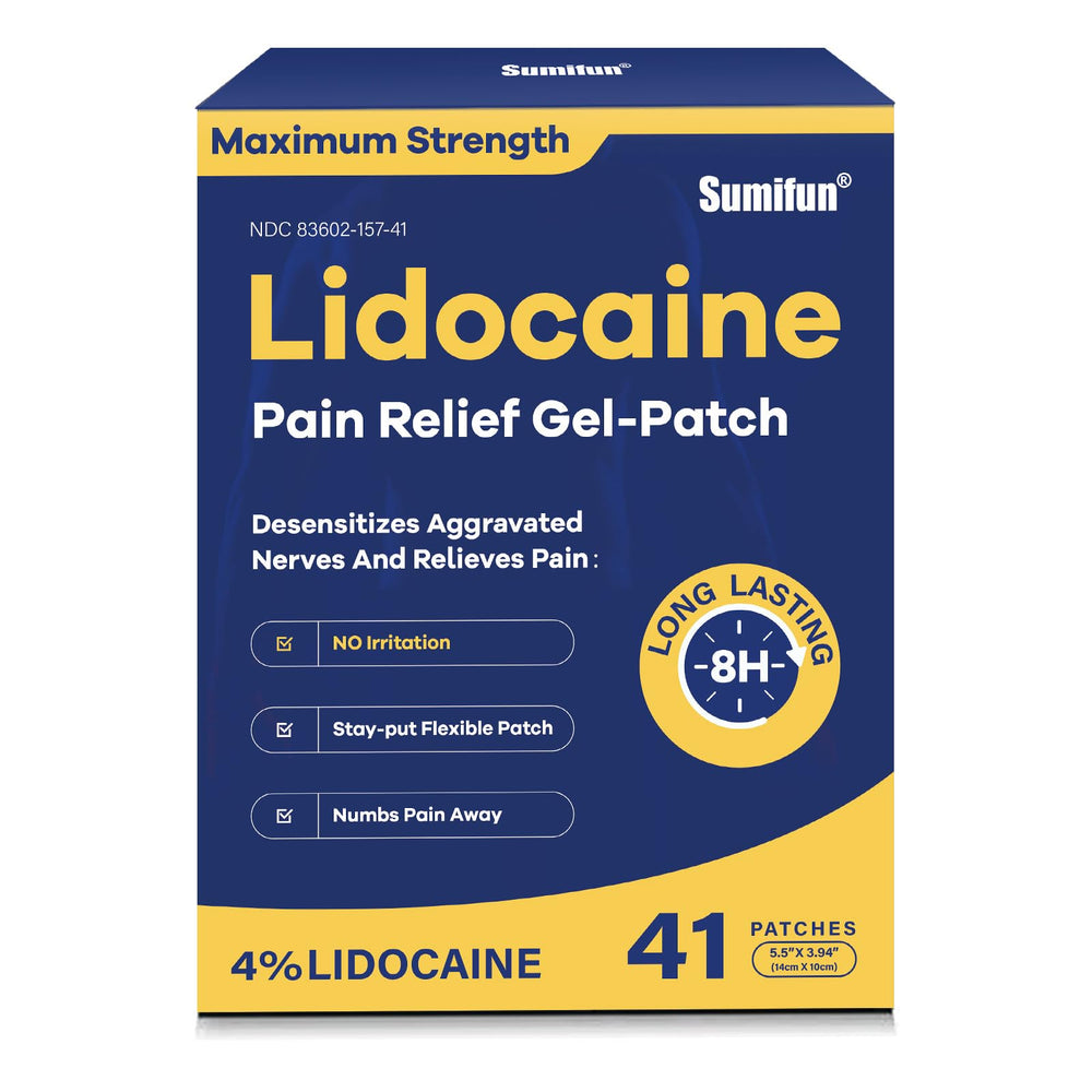 Sumifun 4% lidocaine patches vacuum-packed for freshness and on-the-go relief.