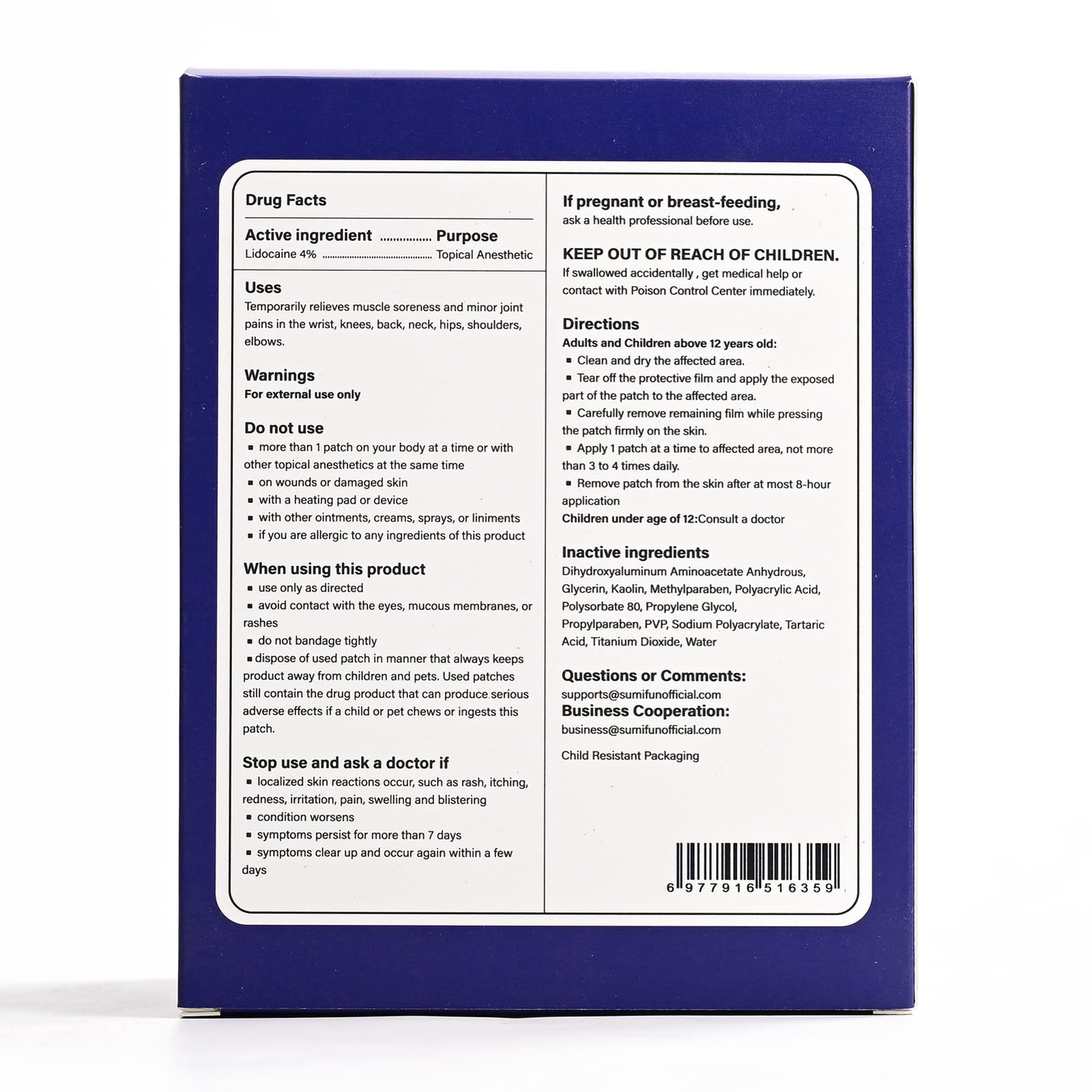 Sumifun compact packaging patch for on-the-go pain relief.
