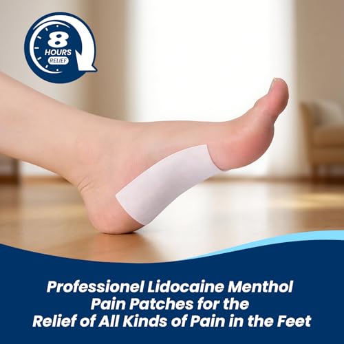 Sumifun patch applied to arch area for daily foot relief.
