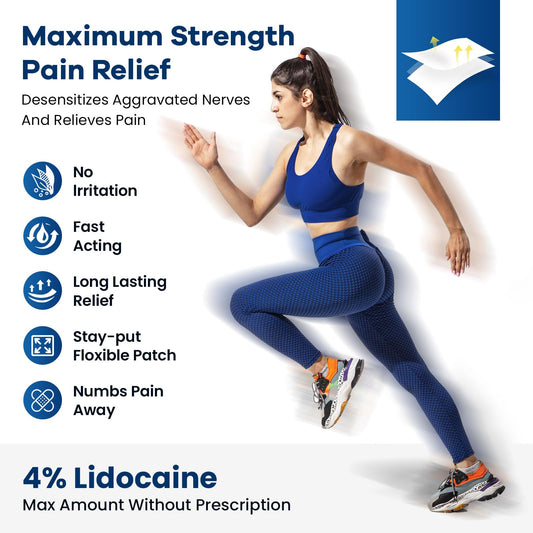 Sumifun lidocaine patch being applied to neck to ease discomfort