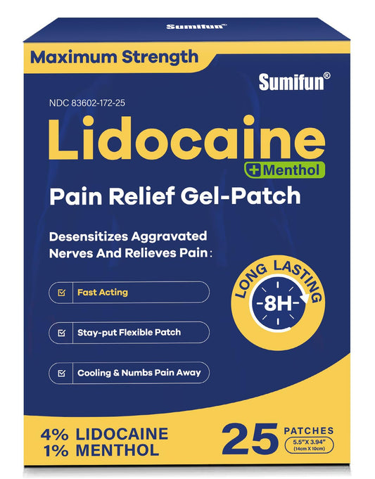 Sumifun lidocaine patch on back area for fast, targeted relief
