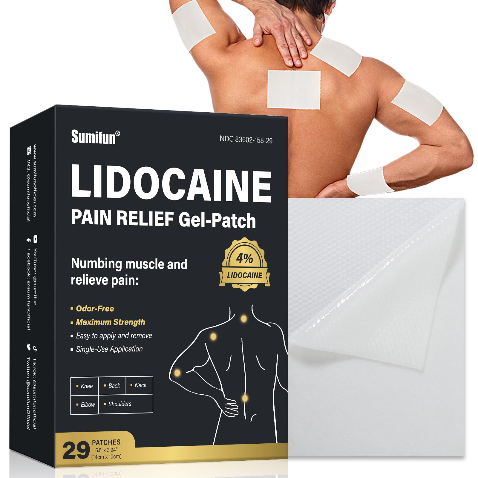 Sumifun lidocaine patch box and packaging for easy travel use