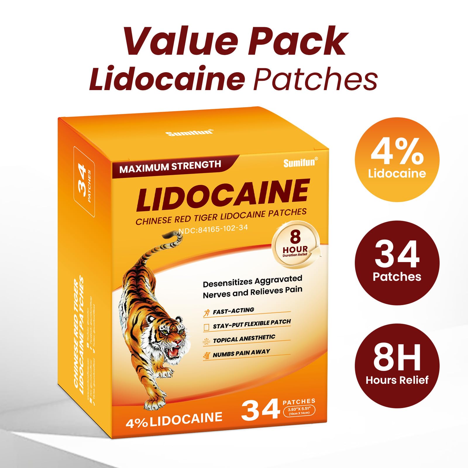 Sumifun lidocaine patch on hip area supports movement