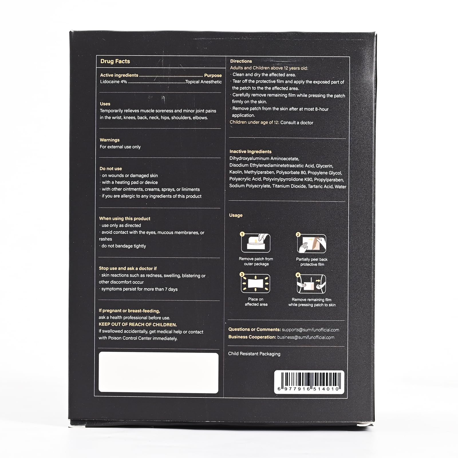 Sumifun lidocaine patch with NDC 83602-158-29 label