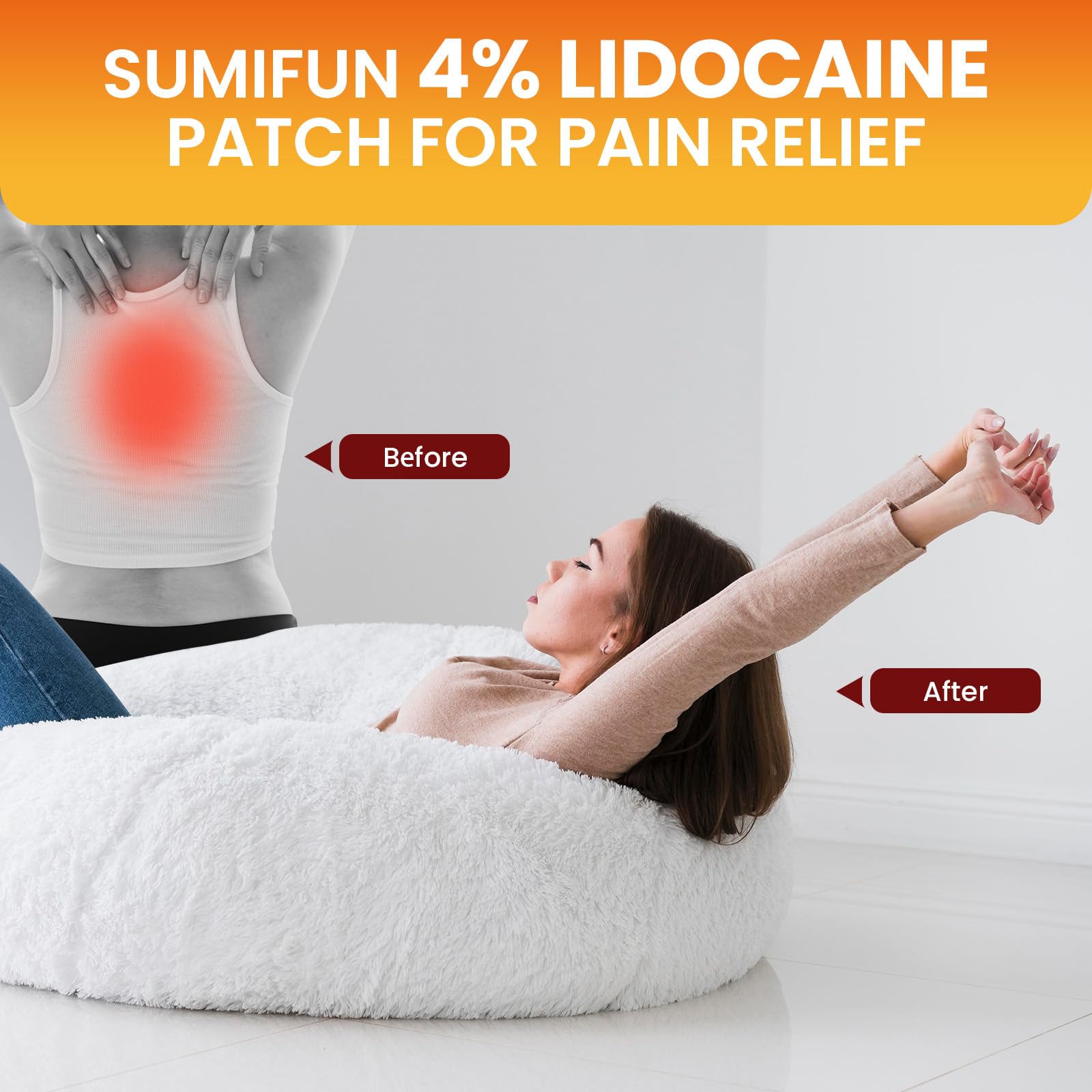 Sumifun lidocaine patch on neck area provides portable comfort