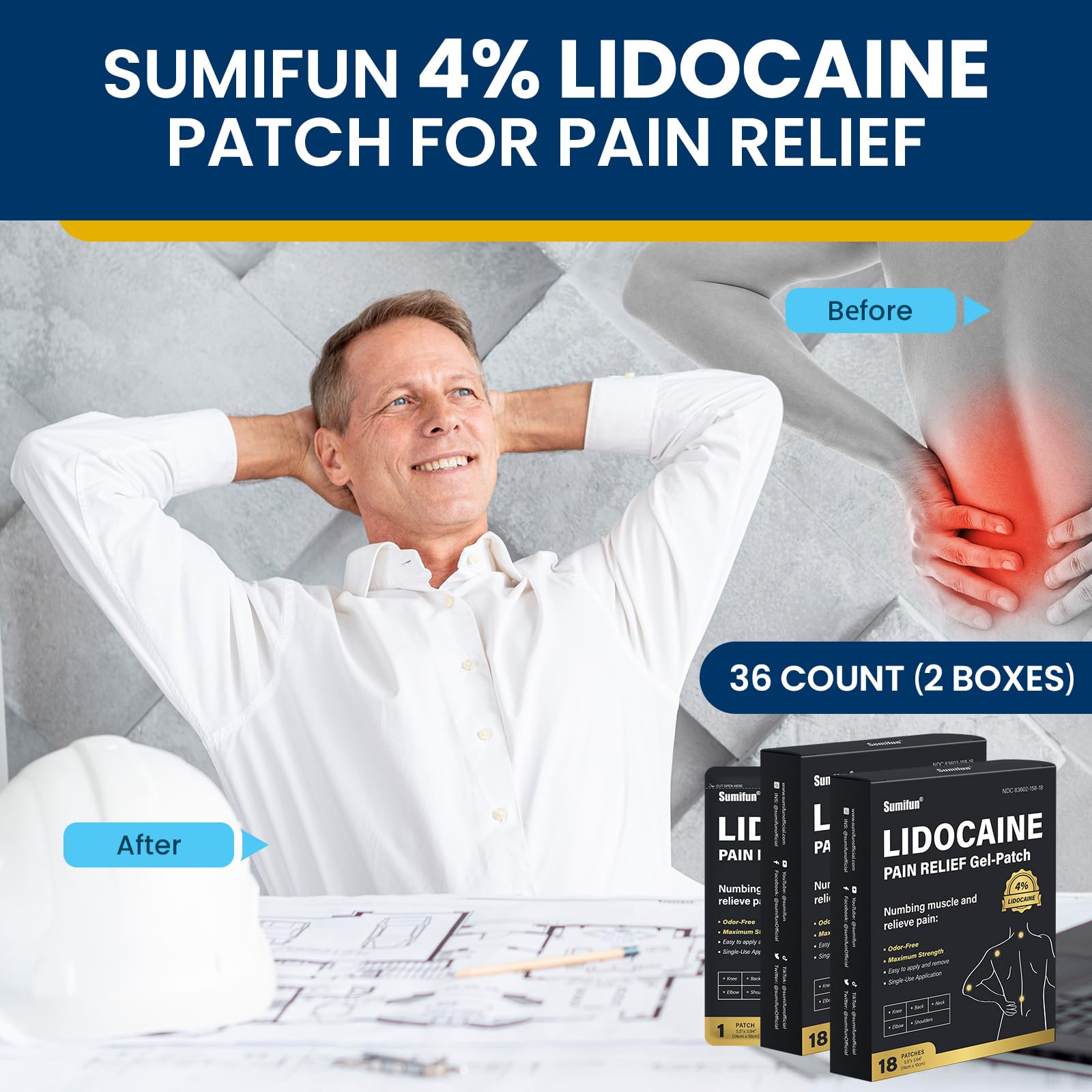 Sumifun lidocaine patch on neck helps with everyday stiffness