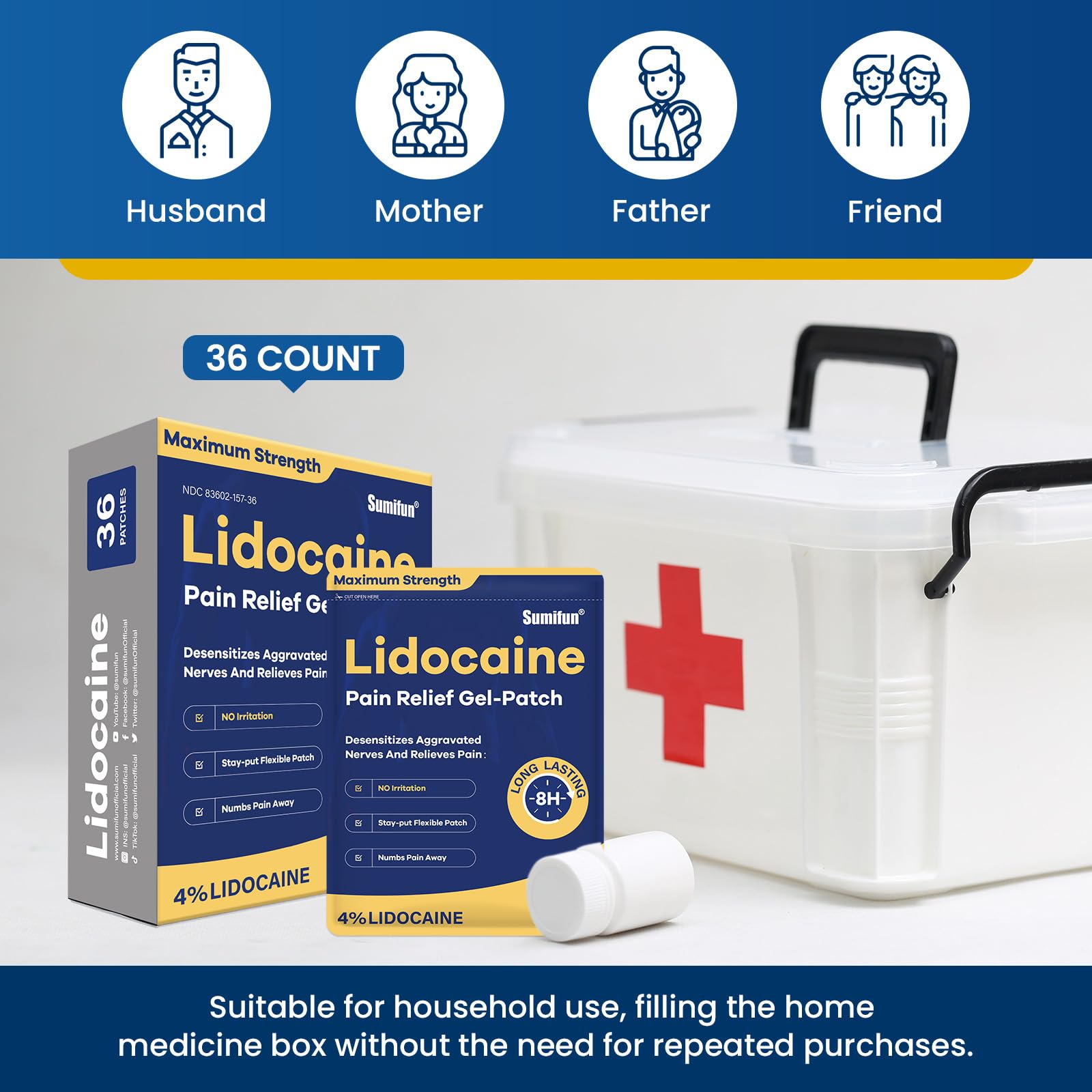 Sumifun lidocaine patch with safe ingredients for gentle skin care
