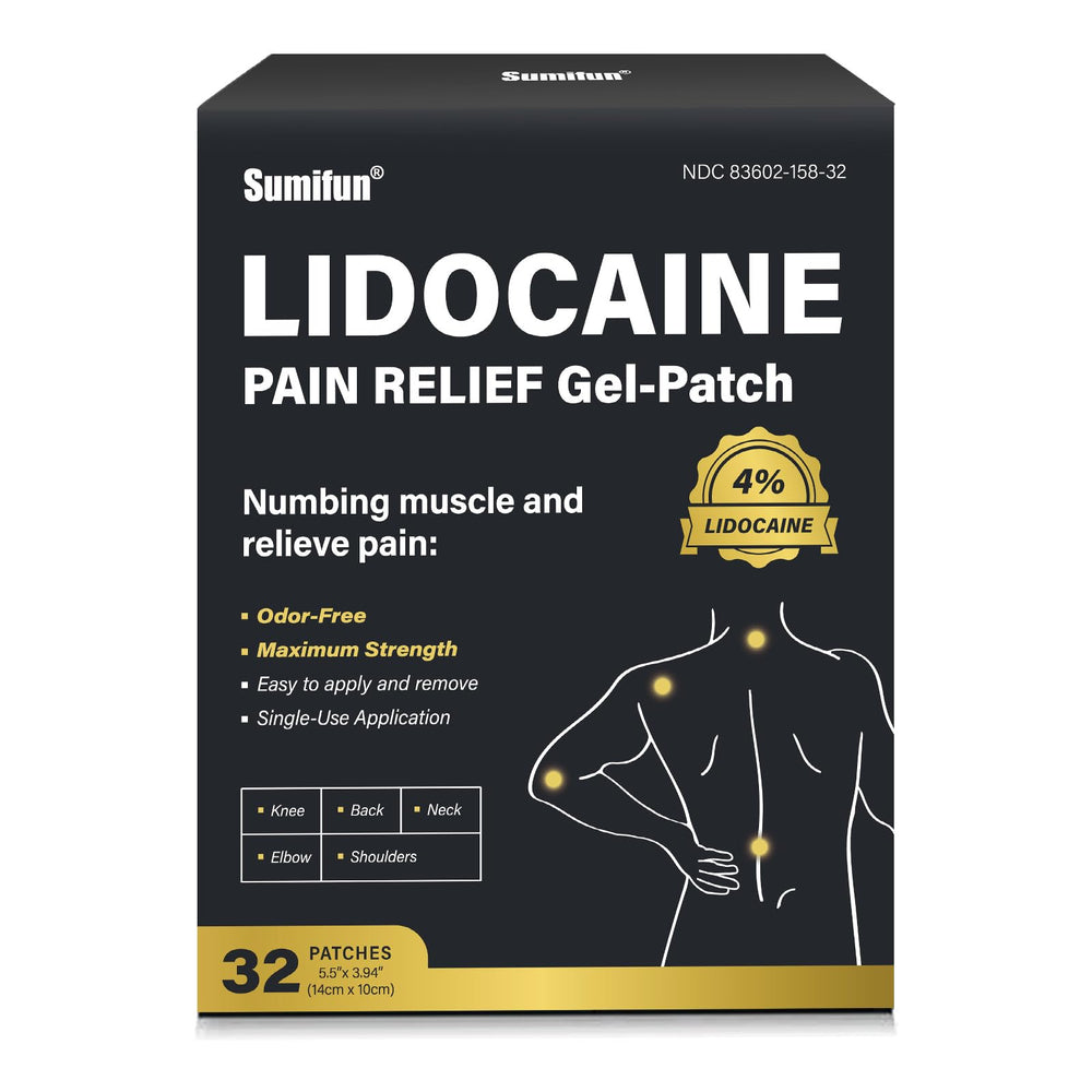 Sumifun lidocaine patches applied on the back for targeted pain relief