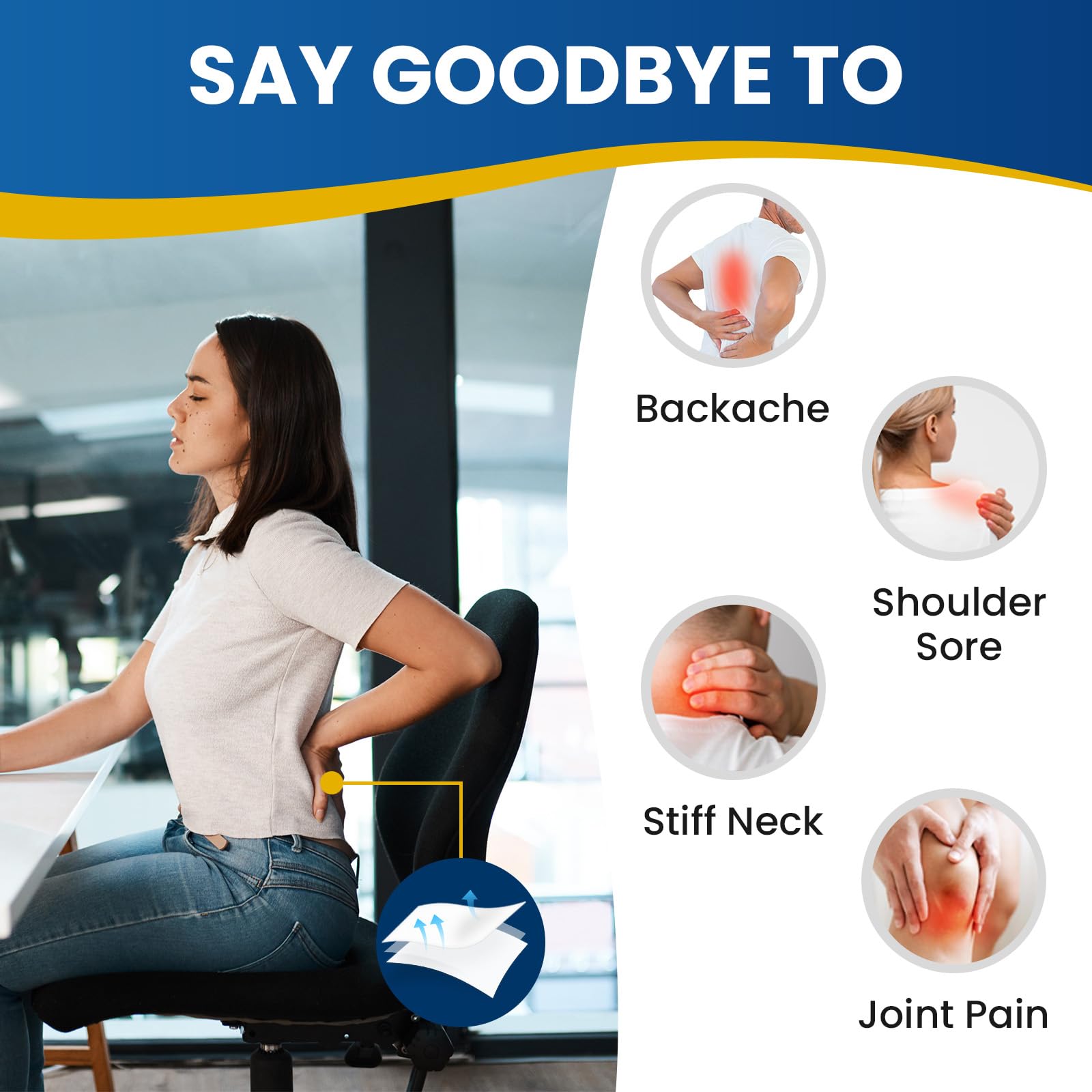 Sumifun lidocaine patches neck application shows patch shape fit.
