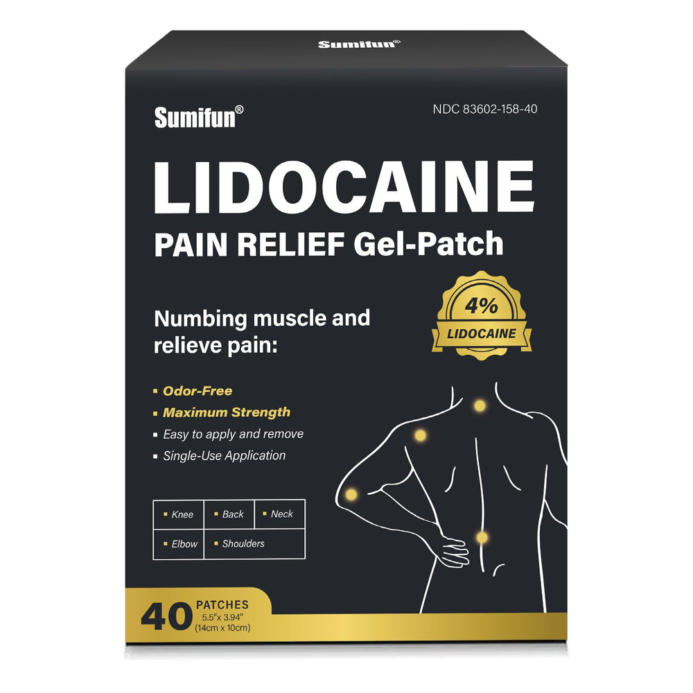 Sumifun lidocaine patches pack front view for convenient, fast relief.