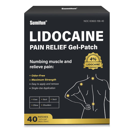 Sumifun lidocaine patches pack front view for convenient, fast relief.