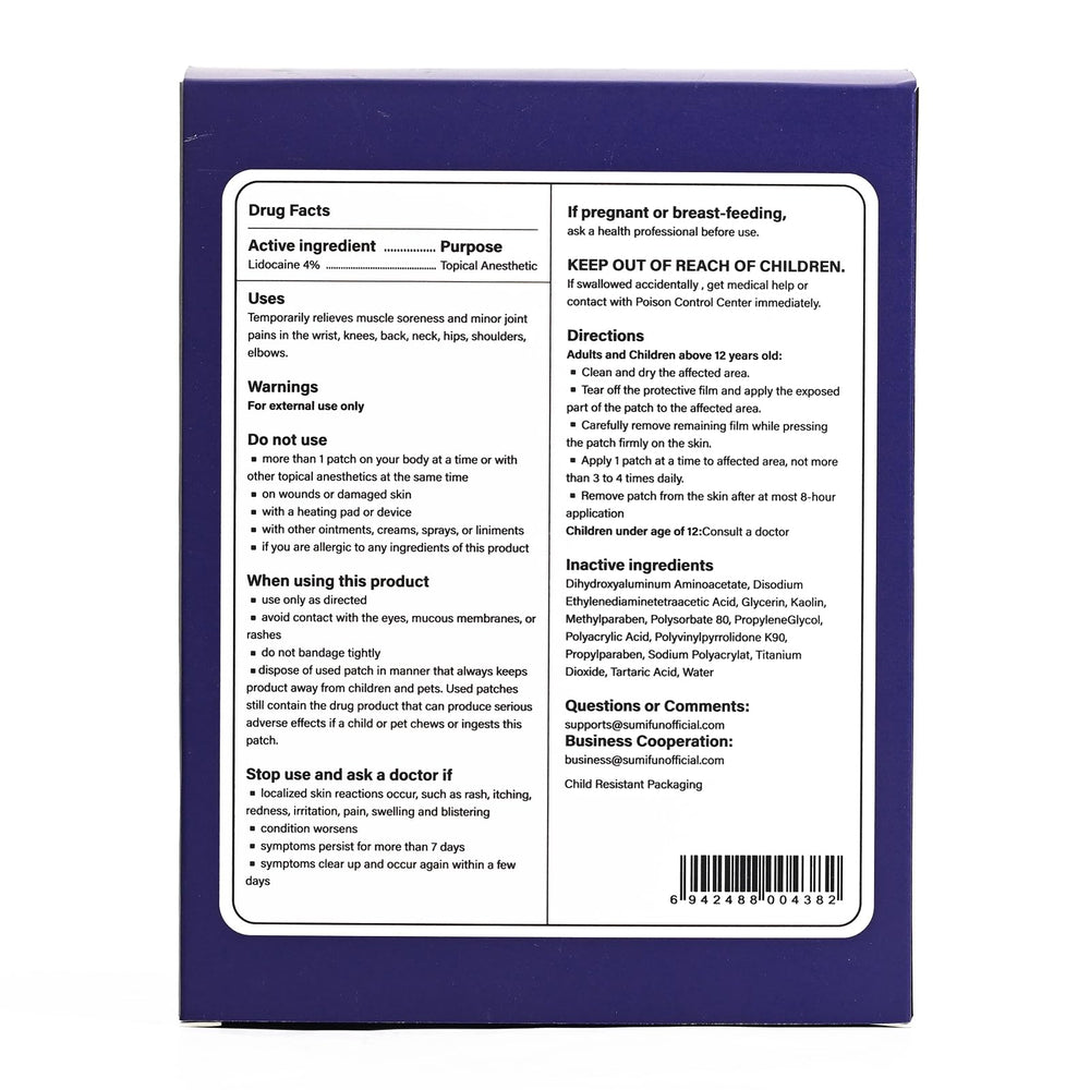 Sumifun XL Lidocaine patch remains discreet and odorless during wear.