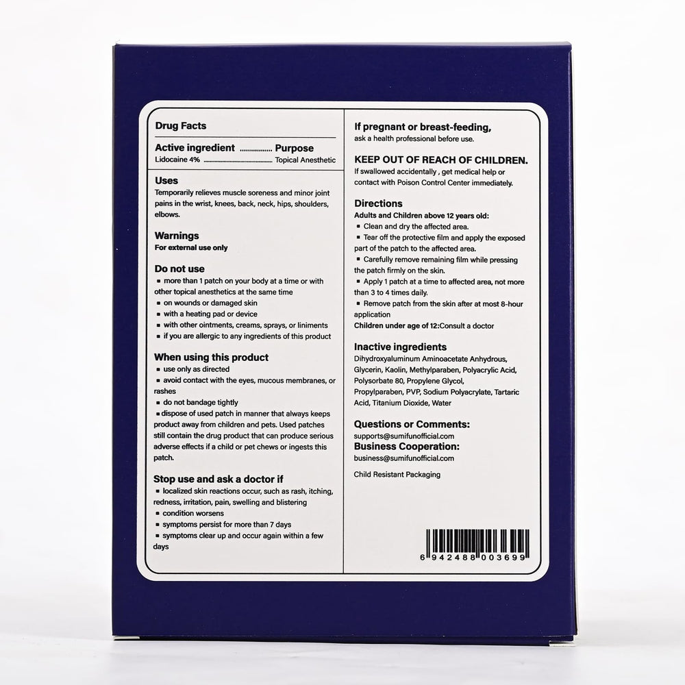 Sumifun XL lidocaine patch with reinforced edges for secure wear