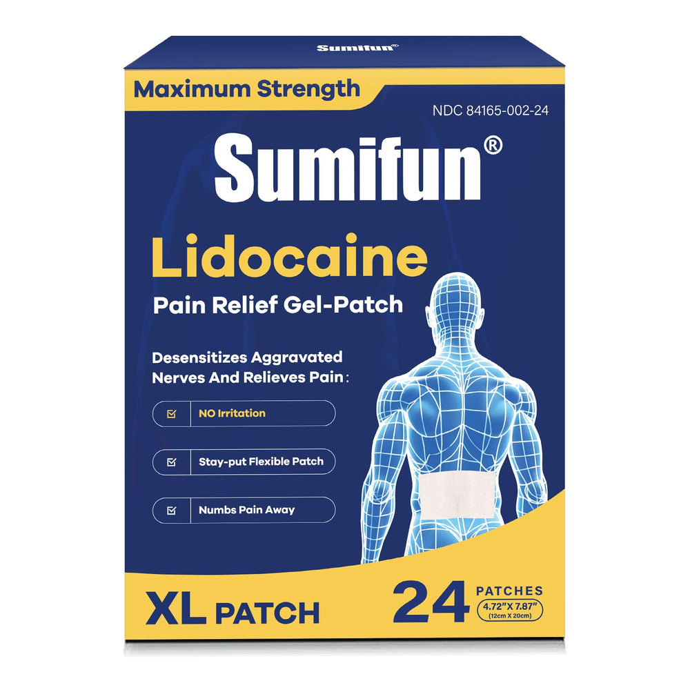 Sumifun XL lidocaine patch covering full back for broad-area relief
