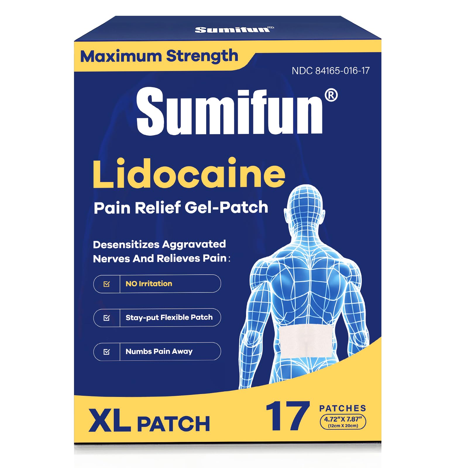 Sumifun XL lidocaine patch offers full back coverage for consistent relief.