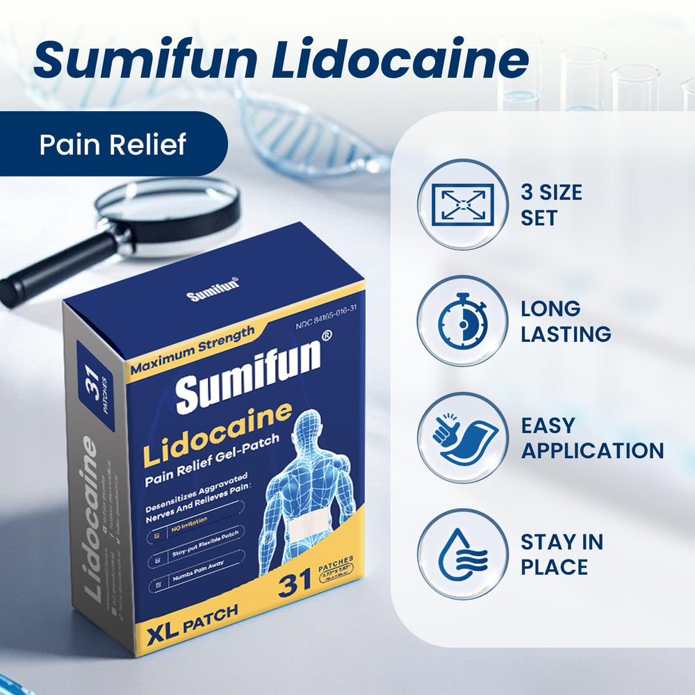 Sumifun XL Lidocaine patch adheres to contours for comfortable wear.
