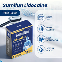 Sumifun XL Lidocaine patch adheres to contours for comfortable wear.