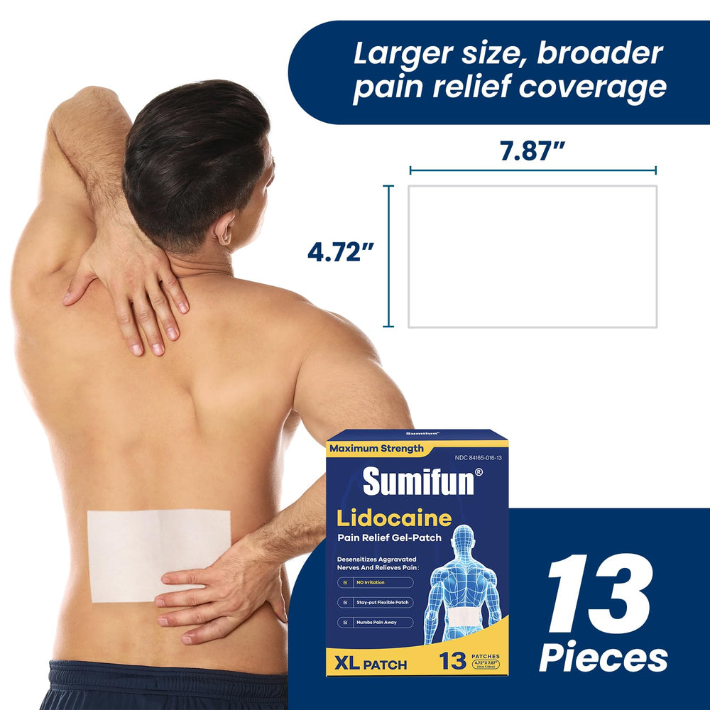 Sumifun XL lidocaine patch covering large area for broad muscle relief