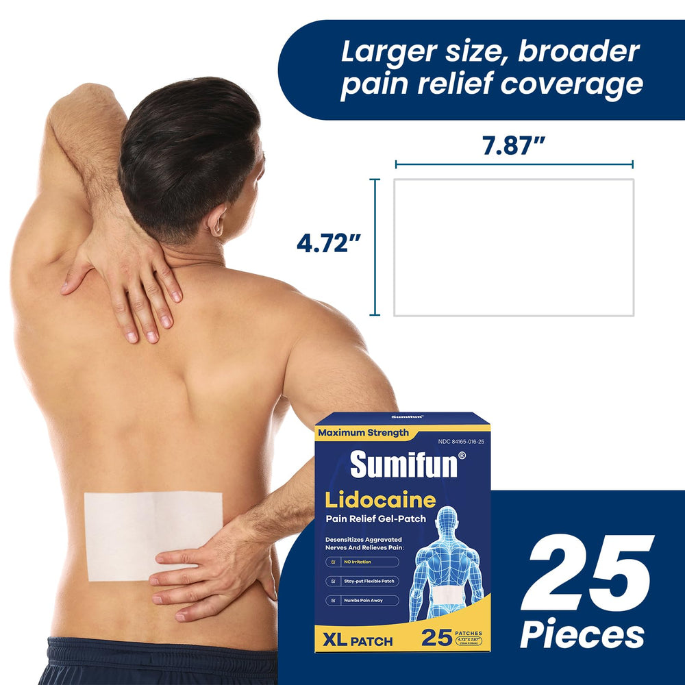 Sumifun XL Lidocaine Patches demonstrates large area coverage for broad discomfort