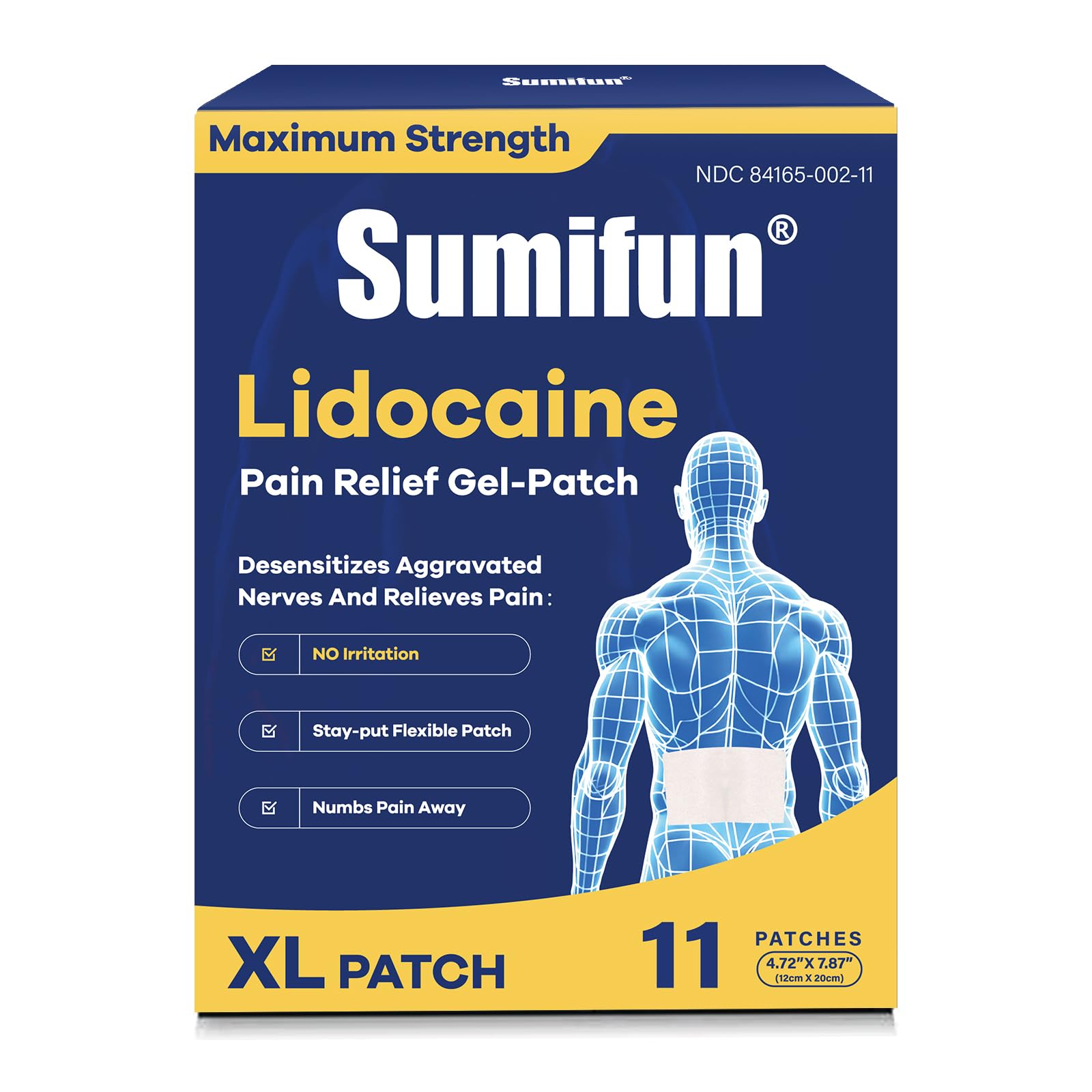 Sumifun XL pain patch back coverage for broad lumbar area and discreet use