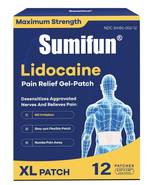 Sumifun XL patch on back area designed for broad coverage during daily activities