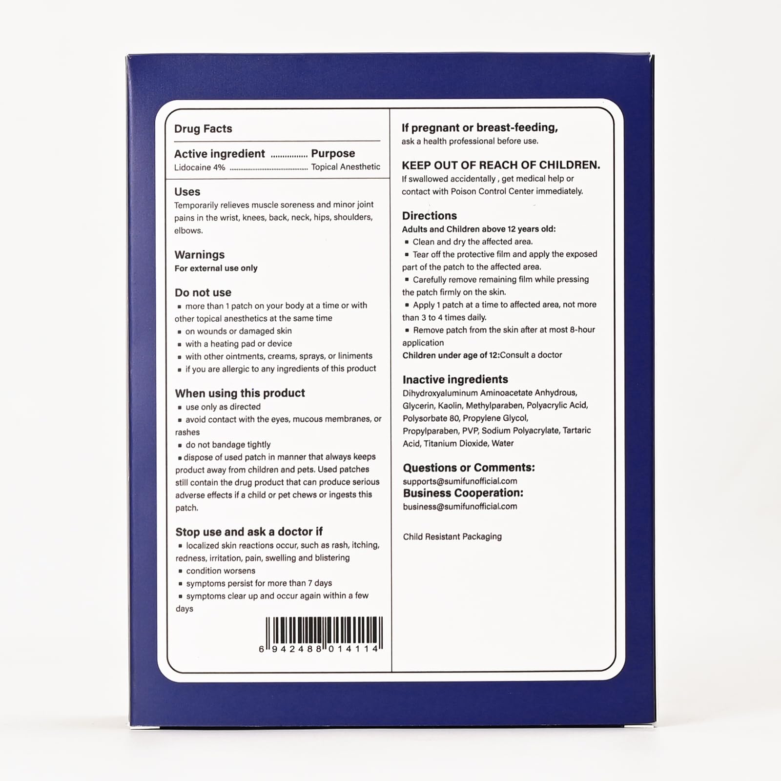 Sumifun XL patch odorless formulation reducing social distraction