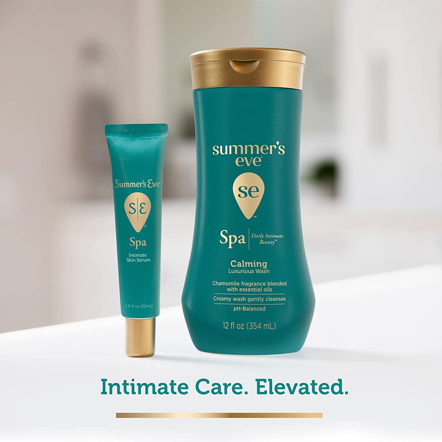 Morning bathroom scene with Summer's Eve Spa Daily Intimate Wash