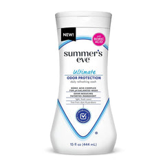 Summer's Eve Ultimate Odor Protection spray application for convenient odor control.