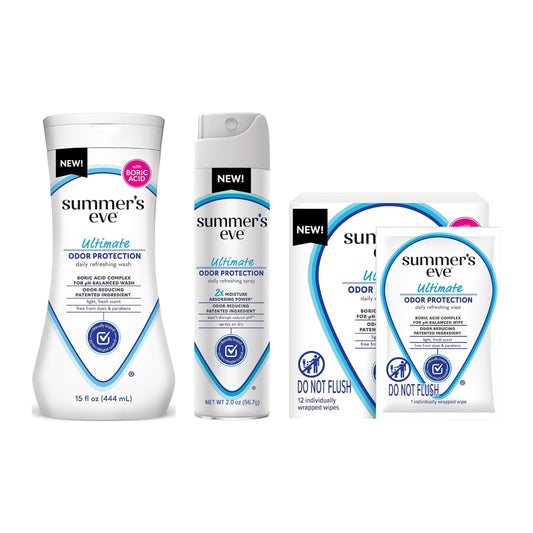 Summer's Eve Ultimate Odor Protection spray bottle enables quick on-the-go refresh.