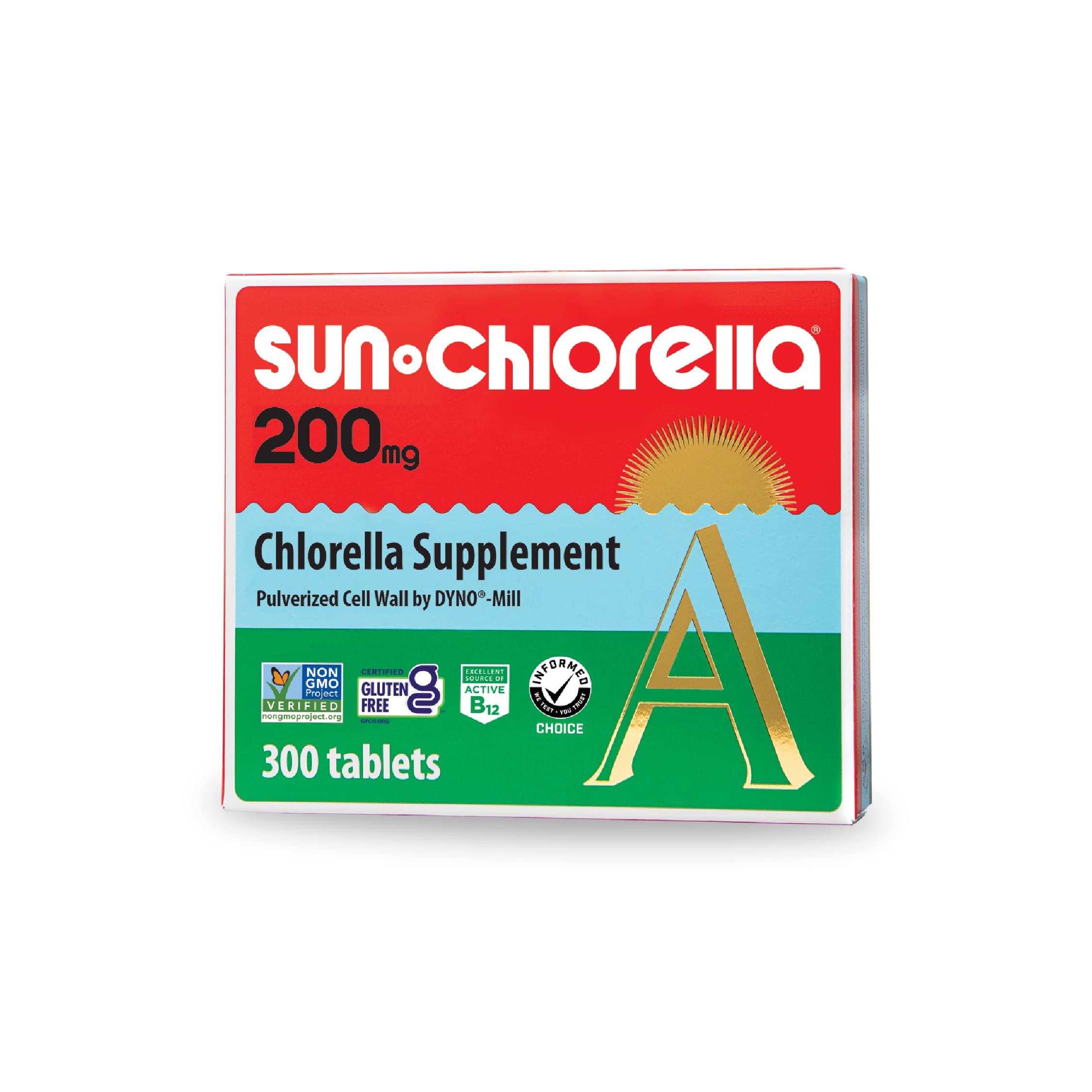 Sun Chlorella 200 mg tablets bottle, convenient daily nutrition.