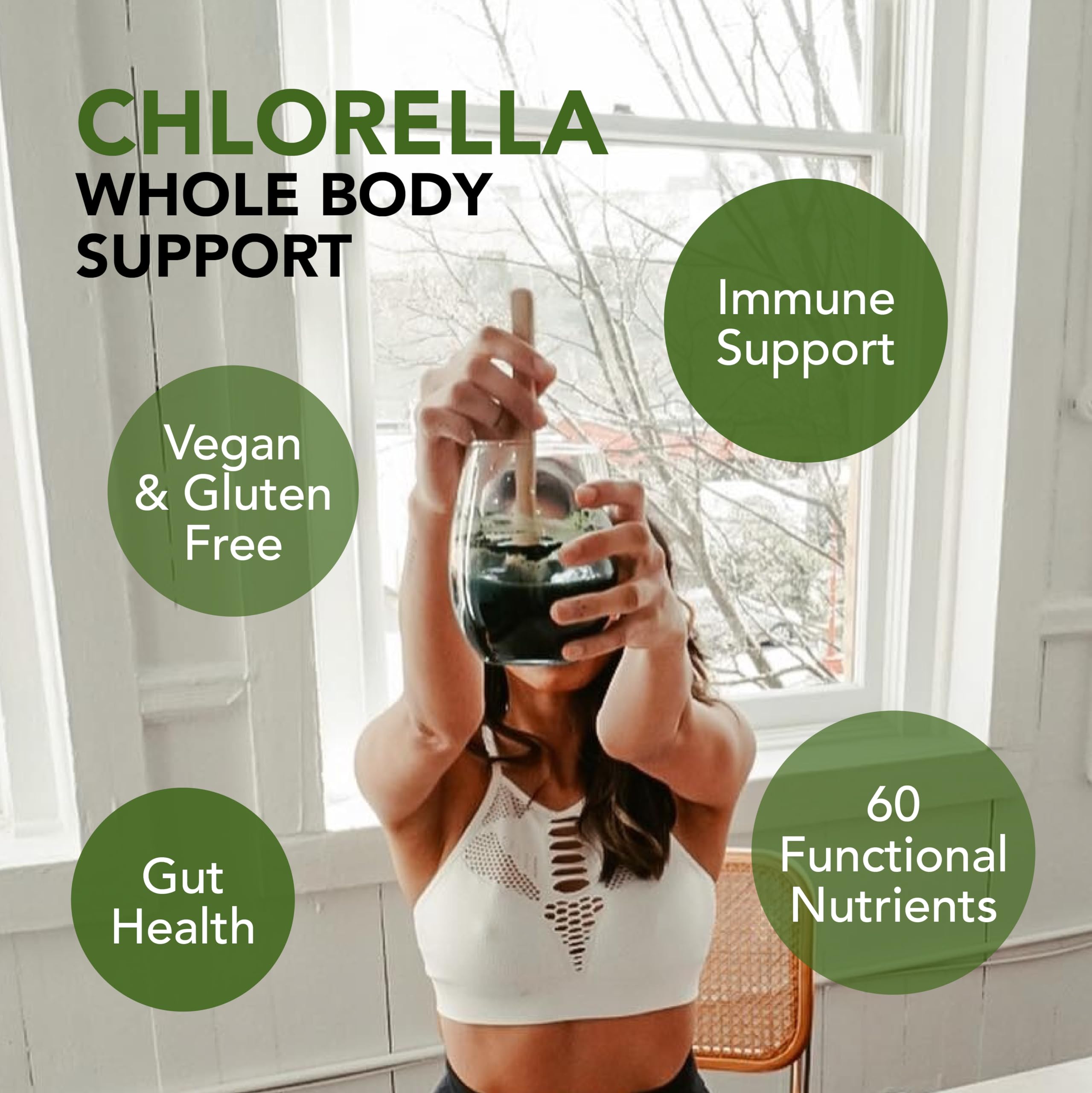 Sun Chlorella 3g packet ready to mix for a quick nutrient boost.
