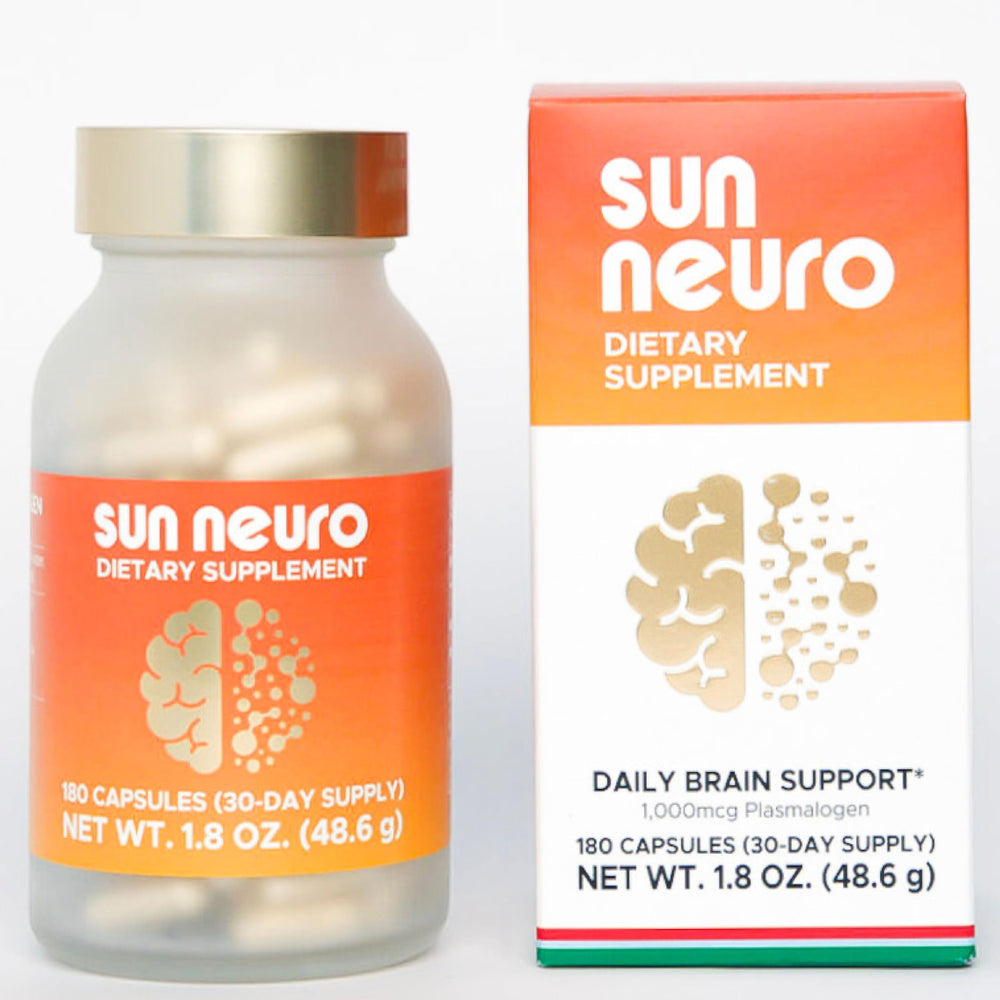 Sun Chlorella Sun Neuro bottle on display, supporting daily focus and mental clarity