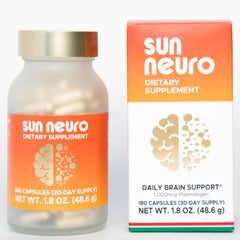 Sun Chlorella Sun Neuro bottle on display, supporting daily focus and mental clarity
