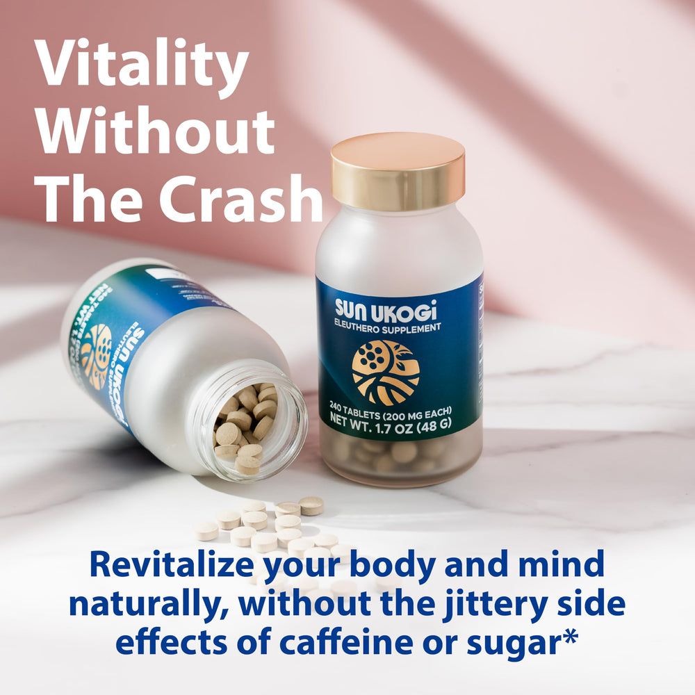 Side view of tablets suggests portable daily adaptogen convenience.