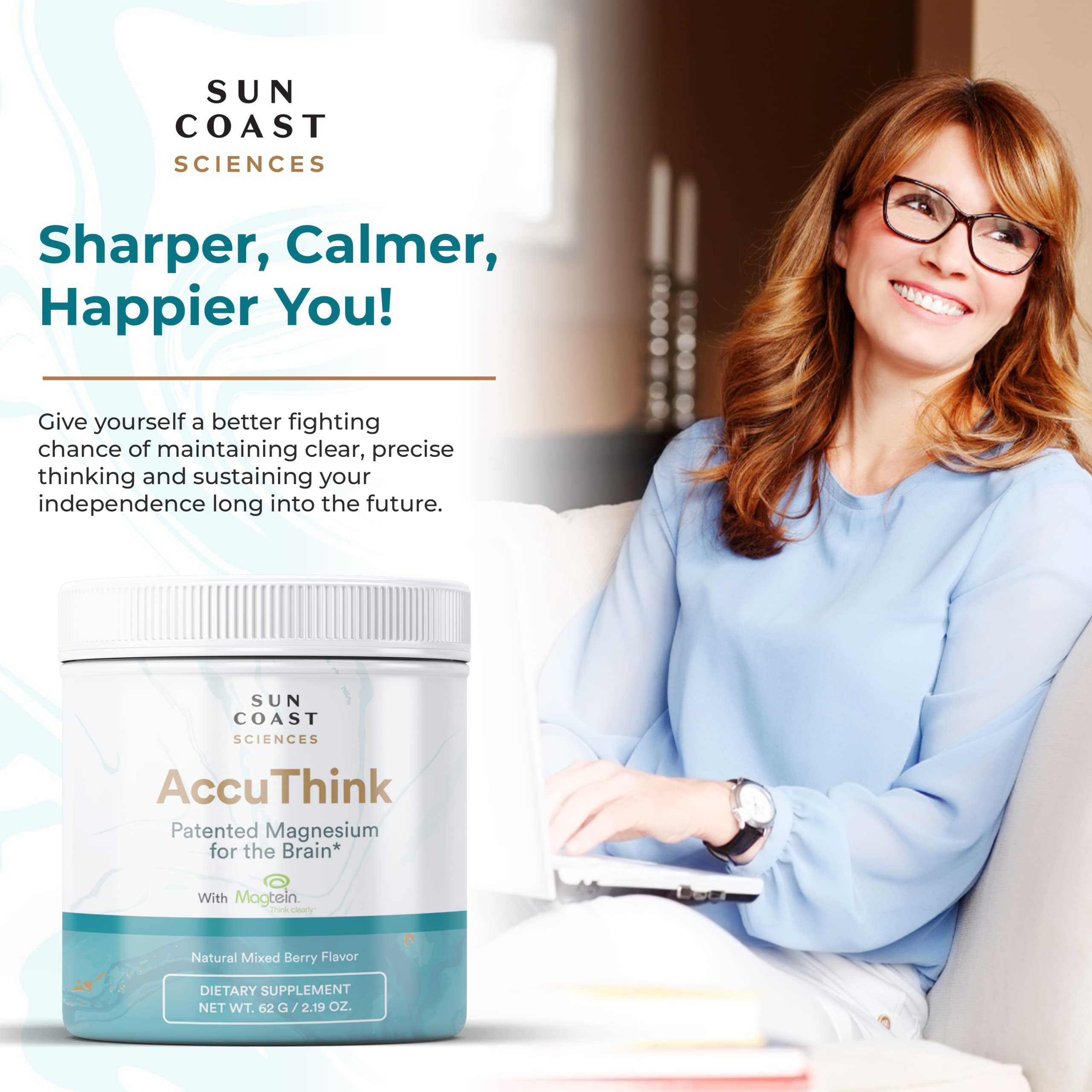 Sun Coast Sciences AccuThink capsules close-up illustrating daily cognitive support.