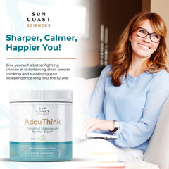 Sun Coast Sciences AccuThink capsules close-up illustrating daily cognitive support.
