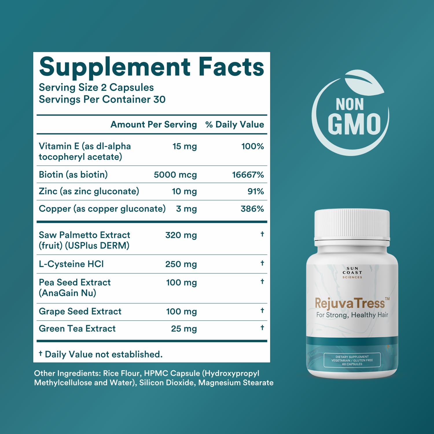 RejuvaTress capsules provide clinically studied support for hair vitality.
