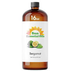 Sun Essential Oils bergamot oil 16oz bulk bottle for diffusers and DIY projects.