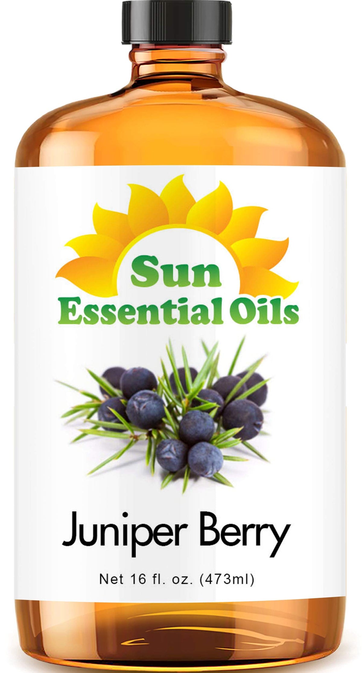 Sun Essential Oils Juniper Berry 16oz amber bottle enhances diffuser sessions