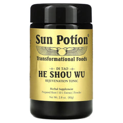 Sun Potion He Shou Wu bottle promotes daily rejuvenation and beauty rituals.