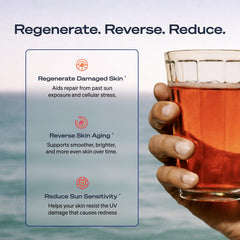 Sun Powder astaxanthin rich formula lends antioxidant support.