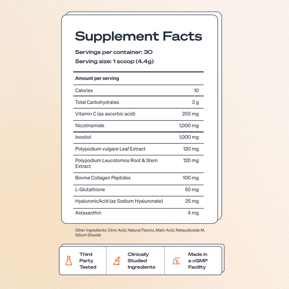 Sun Powder polypodium leucotomos ingredient supports UV-related antioxidant protection.