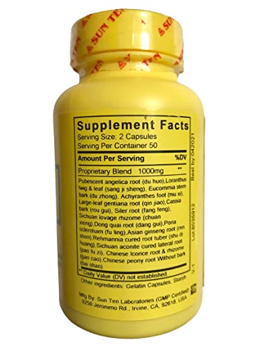 Sun Ten Du Huo Ji Sheng Tang capsule close-up highlighting traditional formulation