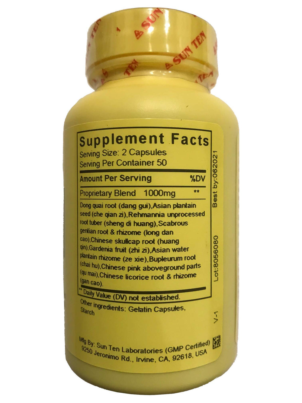 Sun Ten Gentiana Combination bottle label close-up showing product concept