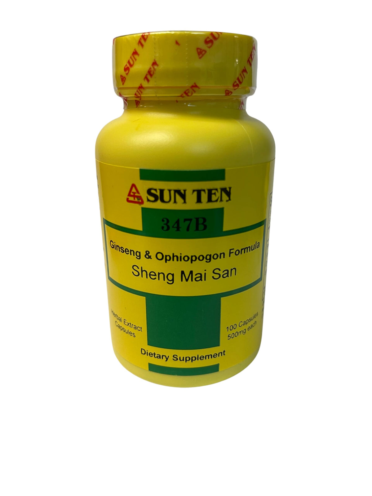 Sun Ten Ginseng and Ophiopogon Capsules bottle closeup for balanced energy support.