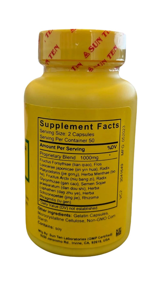 Sun Ten Lonicera and Forsythia capsules offer portable daily use for convenient herbal routines.
