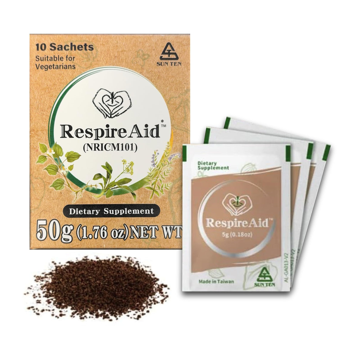 Sun Ten RespireAid tea in cup with soothing aroma for respiratory support.