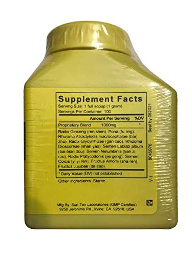 Sun Ten Shen Ling Bai Zhu San herbal extract formula in bottle for convenient dosing