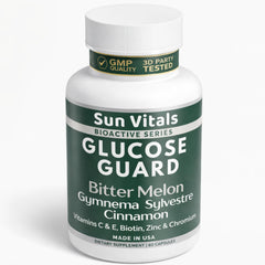 Sun Vitals Glucose Guard bottle front shows a clean, modern design for everyday metabolic support.