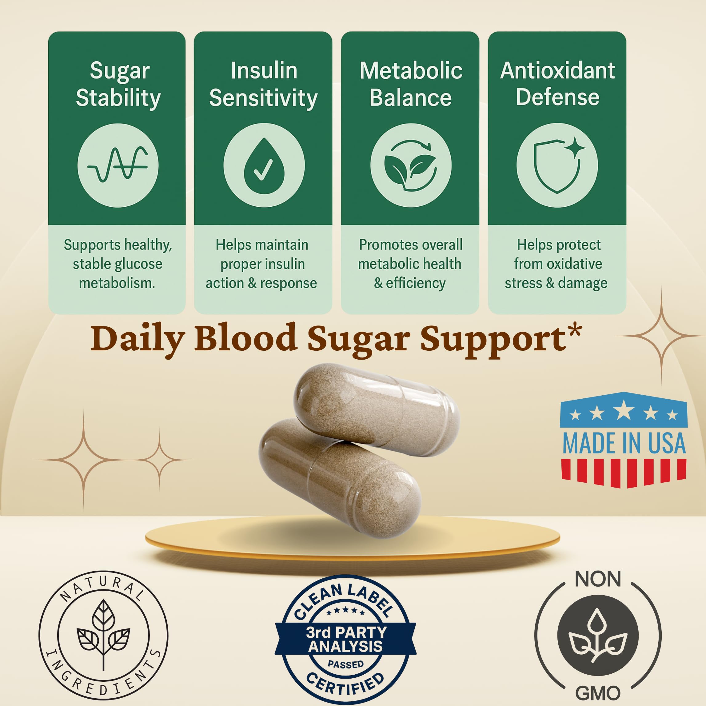 Sun Vitals Glucose Guard cinnamon and botanicals are visible as part of the formula.